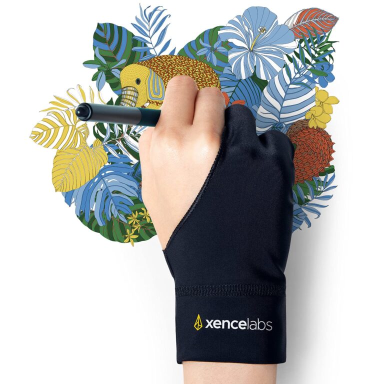 XENCELABS Drawing Glove, Anti-fouling Glove for Graphic Tablet, Artist Glove Suitable for Right and Left, Two-Finger Gloves, Black, L